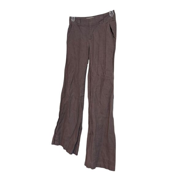 London Jean Marisa Fit 100% Linen Chino Pants Womens Sz 4 Mocha Brown Wide Leg - Picture 14 of 14